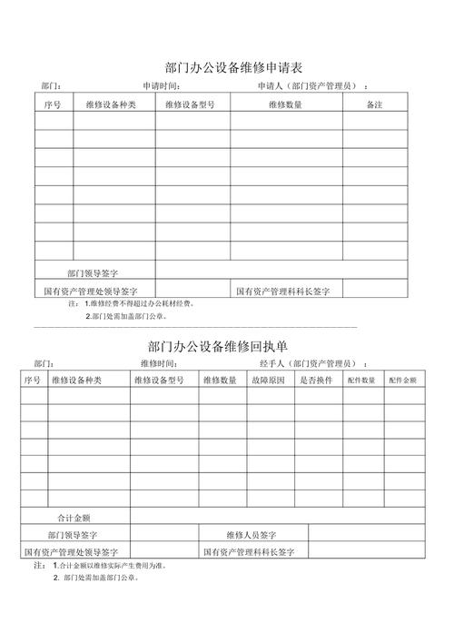 部门办公设备维修申请表使用指南 做好办公设备维修管理